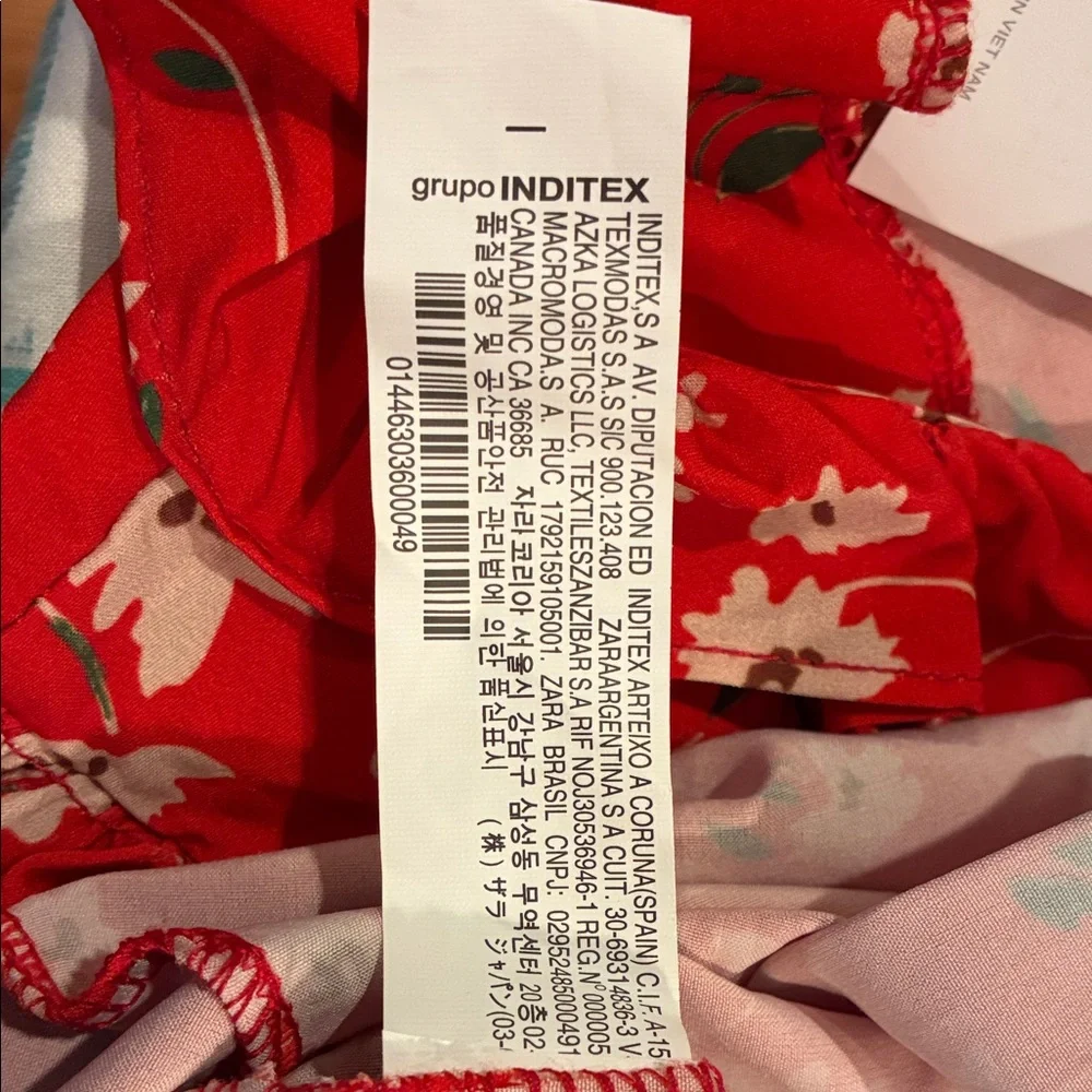 ZARA Red Floral Mini Dress Medium NWT Join Life V-neck Flutter Sleeve - Picture 8 of 8